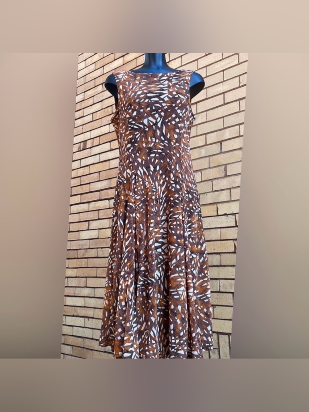 Coldwater Creek chocolate brown orange cross cross cut out maxi dress Size 14